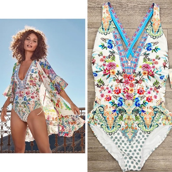 NWT Johnny Was Dreamer V-Neck One-Piece Swimsuit Size XL - Picture 11 of 11